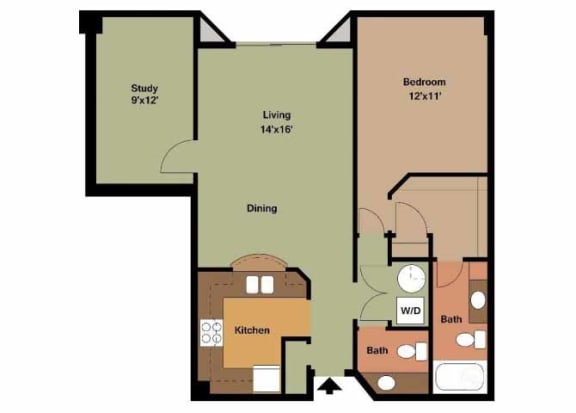 a floor plan of a living room and a bedroom at Carisbrooke at Manchester Apartments, New Hampshire, 03102