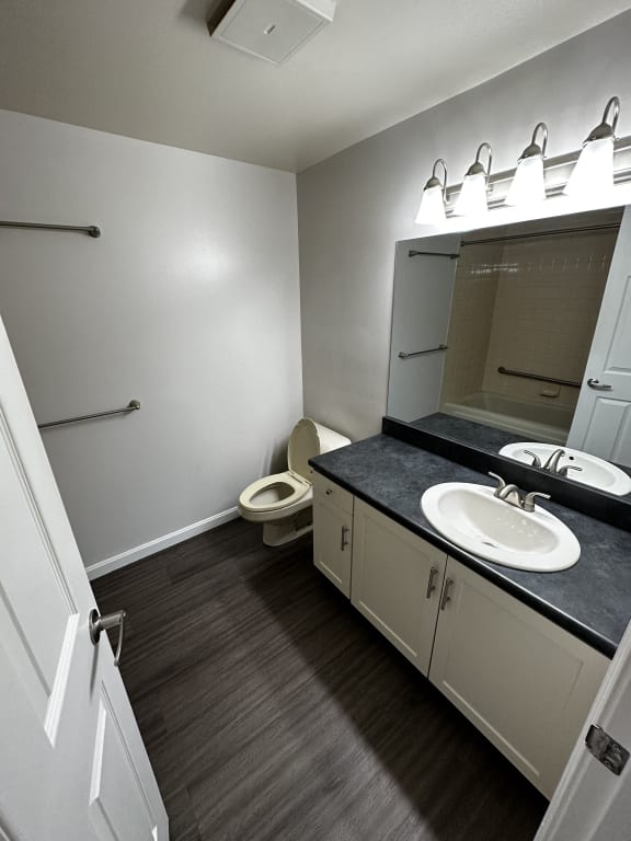 a bathroom with a sink and a toilet at Carisbrooke at Manchester Apartments, New Hampshire