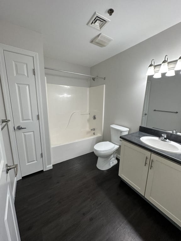 a bathroom with a sink toilet and a shower at Carisbrooke at Manchester Apartments, Manchester, 03102