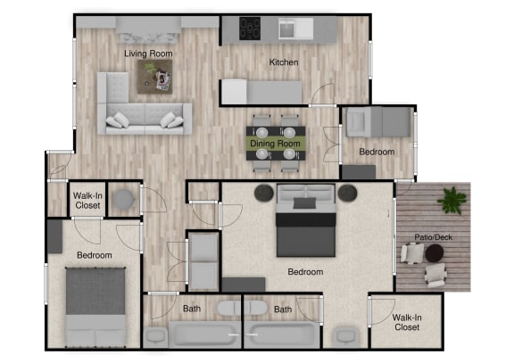 The Dogwood floor plan  1355 sq ft
