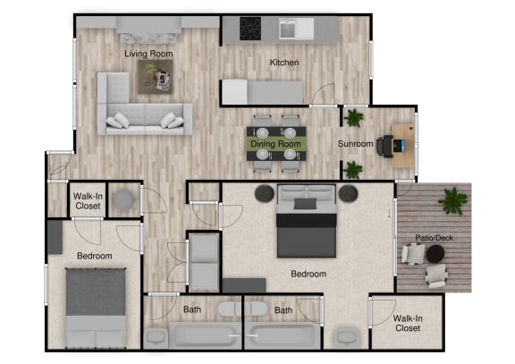The Juniper floor plan 1355 sq ft