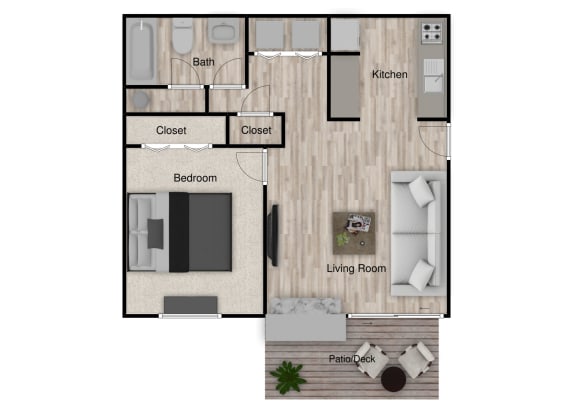 The Maple floor plan 600 sq ft
