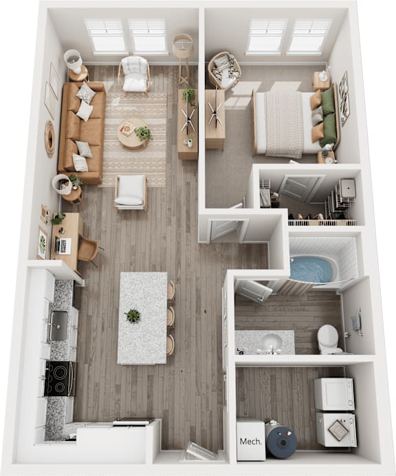 The Sydney 1 bed 1 bath Floor Plan at Century Mundy Mill Apartments, Georgia