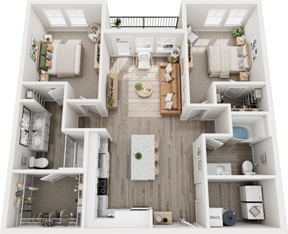 The Paris 2 bed 2 bath Floor Plan at Century Mundy Mill Apartments, Georgia 30566