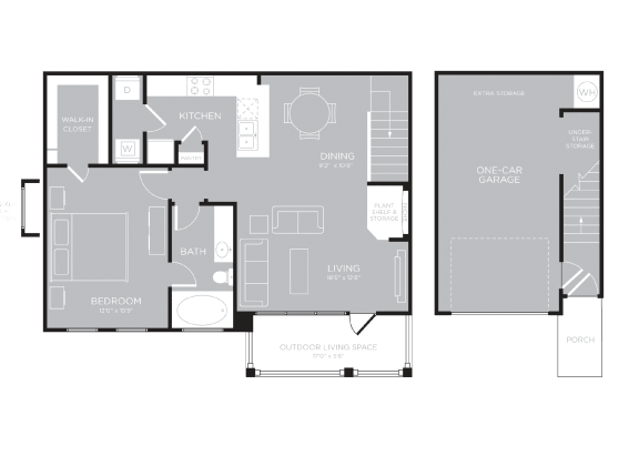 1 bedroom 1 bathroomROME Floor Plan at Century Travesia, Austin, TX, 78728