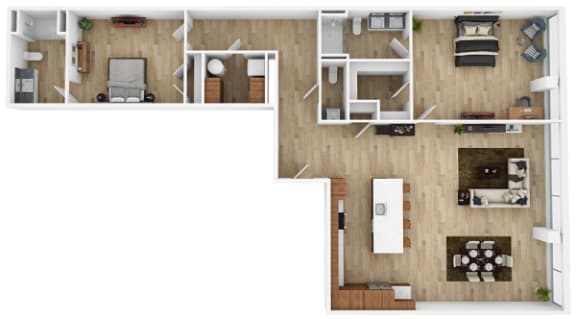 a floor plan of a house with a bedroom and a living room at The 600 Apartments, Birmingham