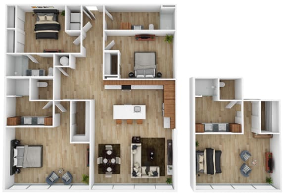 a floor plan of a house with a bedroom and a living room at The 600 Apartments, Alabama