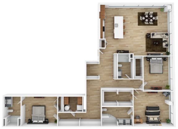 a floor plan of a house with a bedroom and a living room at The 600 Apartments, Birmingham, 35203