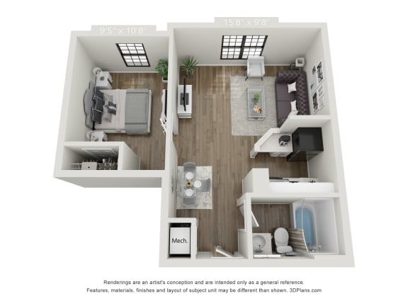 one bedroom floor plan at the flats at 87ten in charlotte, nc
