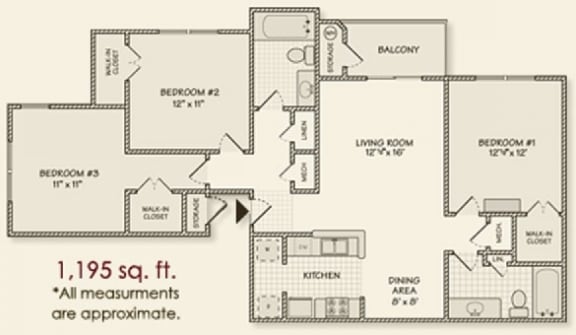 3 Bed 3 Bath Floor Plan at Palmetto Place, Fort Mill, 29708