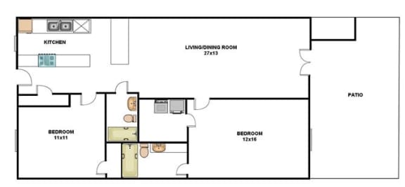 The Braziel floor plan Highborne apartments Augusta, GA