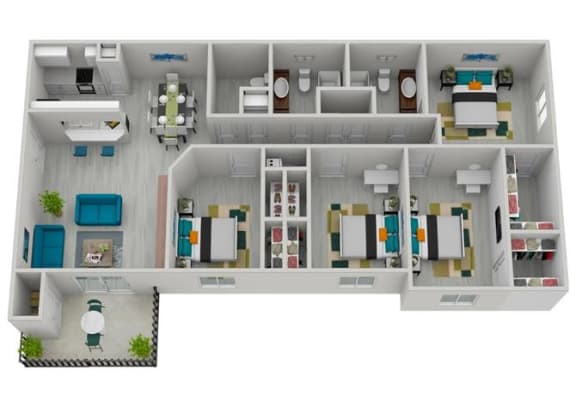 4 Bed 2.5 bath Renovated Floor Plan | 1,445 Sq. Ft. 4 Bed 2.5 bath Renovated Floor Plan | 1,445 Sq. Ft. at The Sapphire, Decatur, GA, 30035