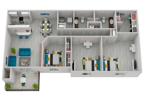 3 Bed 2 Bath Renovated Floor Plan | 1,245 Sq. Ft. 3 Bed 2 Bath Renovated Floor Plan | 1,245 Sq. Ft. at The Sapphire, Georgia