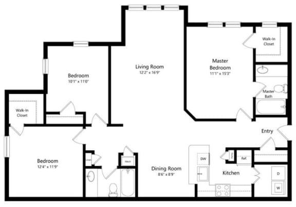 3BedroomB Floor Plan 3BedroomB Floor Plan at Indigo Apartments, Gainesville