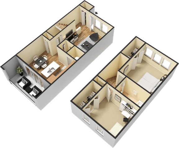 Two Bedroom Floor Plan at Elevate at The Pointe, Georgia