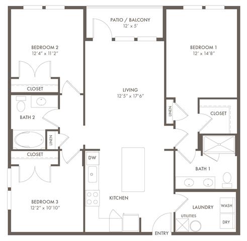 3 bed 2 bath at Century Mundy Mill Apartments, Oakwood, GA 30566