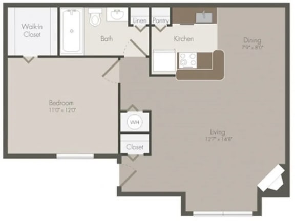 1 bed 1 bath floor plan B&#xA0;at Grove at St. Andrews, Columbia, SC, 29210