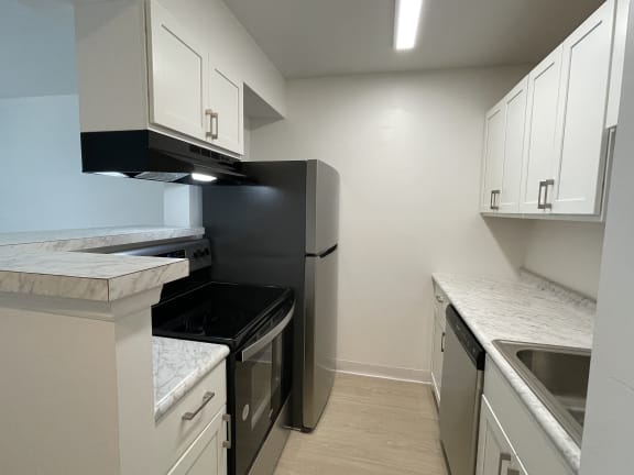 newly renovated one-bedroom apt kitchen at Grove at St Andrews, Columbia, SC