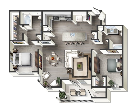 2 bedroom 2 bath A Rio Floor Plan at Century Belmont Station, Kentucky, 40243