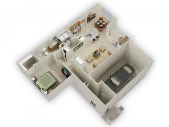 Chaucer 1 Bedroom 1 Bath Floor Plan at Elevate on Main, Granger, IN, 46530