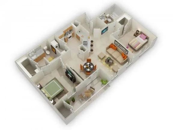 Ocatilla 2 Bedroom 2 Bathroom Floor Plan at Elevate on Main, Granger, IN