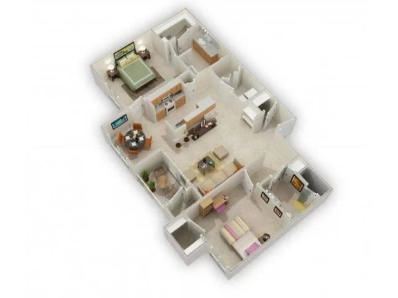 Pomona 2 bedroom 2 bath Floor Plan at Elevate on Main, Granger, IN, 46530