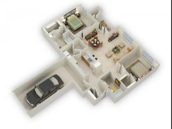 Rockford 2 Bedroom 2 Bathroom Floor Plan at Elevate on Main, Granger, 46530