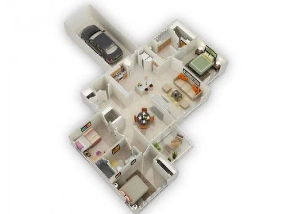 3 Bedroom Floor Plan at Elevate on Main, Granger, IN, 46530