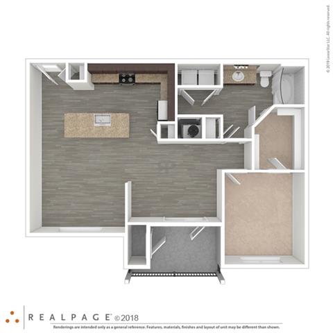 Montreal 1 Bed 1 Bath Floor Plan at Century Belmont Station, Louisville, KY, 40243