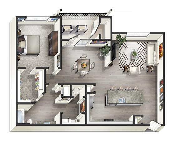 1 bed 1 bathroom Montreal Floor Plan at Century Belmont Station, Louisville, 40243