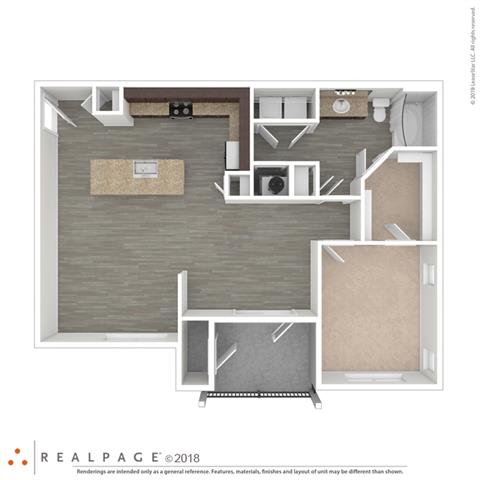 Tokyo 1 Bed 1 Bath Floor Plan at Century Belmont Station, Kentucky