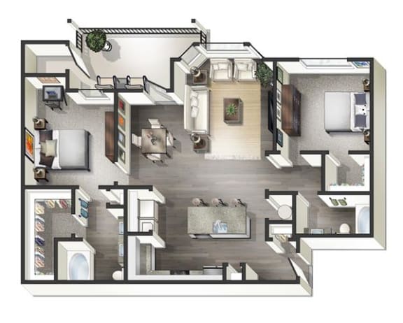 2 bed 2 bathroom Vancouver Floor Plan at Century Belmont Station, Kentucky