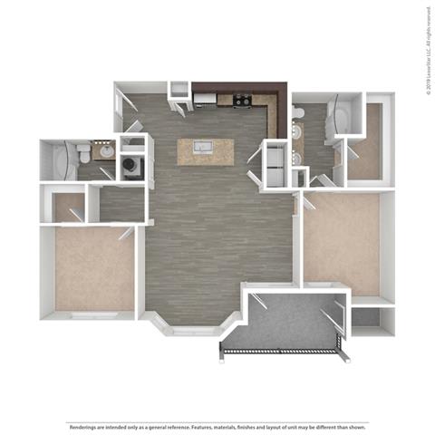 London 2 Bed 2 Bath Floor Plan at Century Belmont Station, Kentucky, 40243