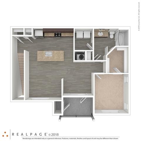 Munich 1 Bed 1 Bath Floor Plan at Century Belmont Station, Louisville