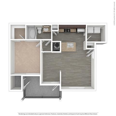 Athens 1 Bed 1 Bath Floor Plan at Century Belmont Station, Louisville, 40243