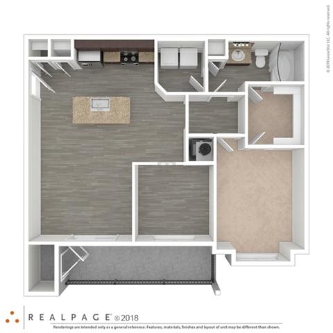 Sydney 1 Bedroom 1 Bathroom Floor Plan at Century Belmont Station, Louisville, KY, 40243