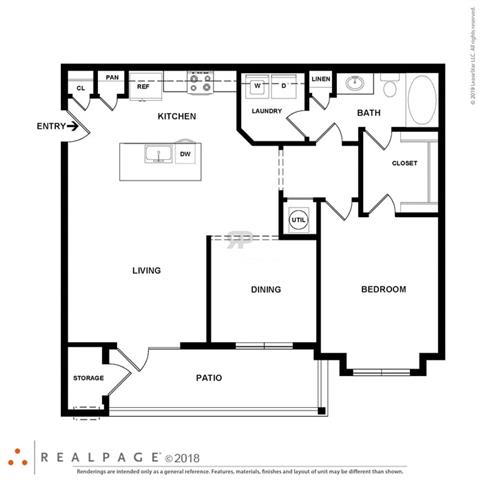 Sydney 1 Bed 1 Bath Floor Plan at Century Belmont Station, Kentucky