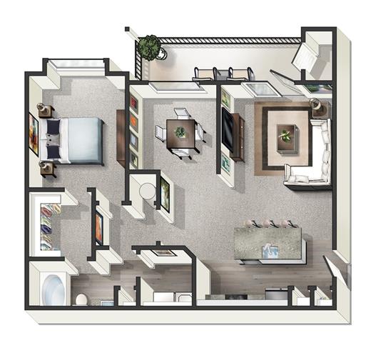 1 bed 1 bath Sydney Floor Plan at Century Belmont Station, Kentucky