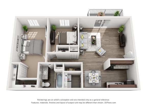 Two Bedroom One Bath - 947 Square Feet at Latitude at Riverchase, Alabama