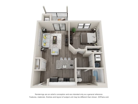 Floor Plan  A1 1 Bedroom 1 Bathroom at Latitude at South Portland Apartment, Maine, 04106