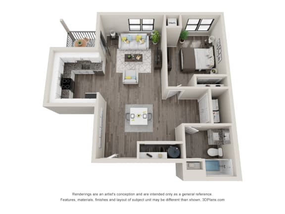 Floor Plan  1 bed 1 bath C A8 Floor Plan at Latitude at South Portland Apartment, Maine, 04106