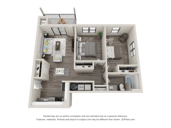 2 bed 1 bath B1 Floor Plan 2 bed 1 bath B1 Floor Plan at Latitude at South Portland Apartment, Maine, 04106