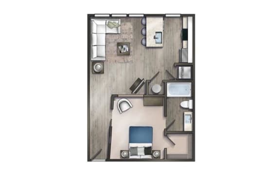 1 bedroom 1 bathroom Floor plan at Century University City, Charlotte, NC, 28213