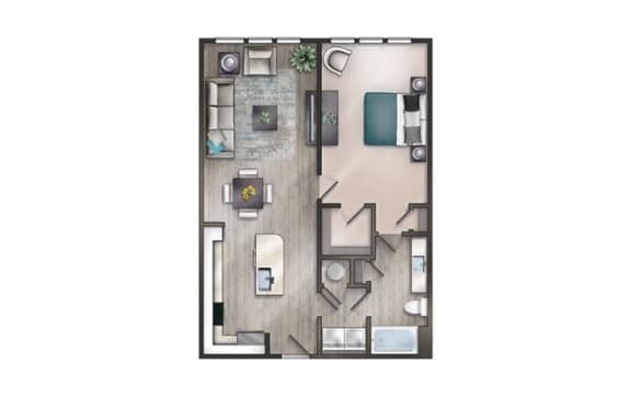 1 bedroom 1 bathroom Floor plan G at Century University City, Charlotte, NC, 28213