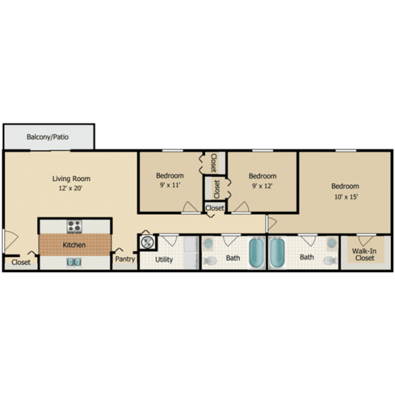 Floor Plan  THREE BEDROOM