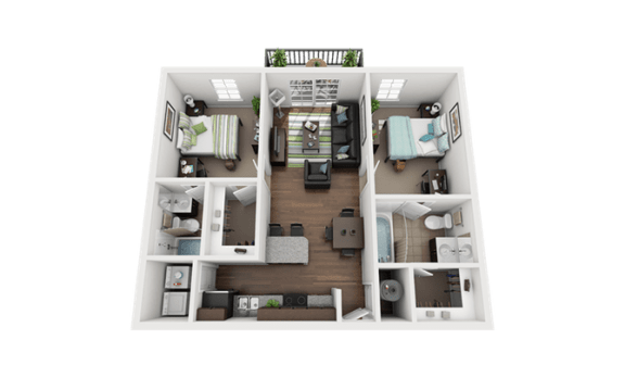 a 3d floor plan of a592 square foot home