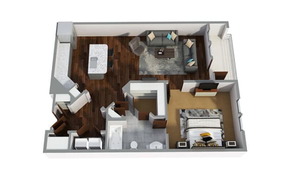 1 Bedroom D 1 Bath Floor Plan 1 Bedroom D 1 Bath Floor Plan at Century Town Center, Gainesville, Florida