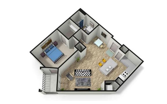1 bed 1 bath floor plan C at Eleven 85 Apartments, Atlanta, GA