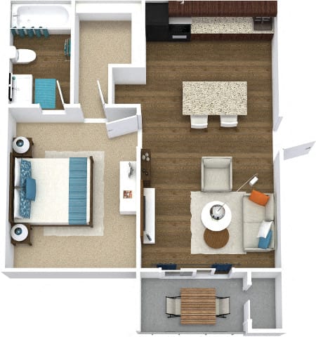 a floor plan of a one bedroom apartment  at Avenues of Kennesaw East &amp; West, Georgia