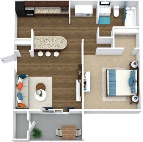 a floor plan of a one bedroom apartment  at Avenues of Kennesaw East &amp; West, Georgia, 30144